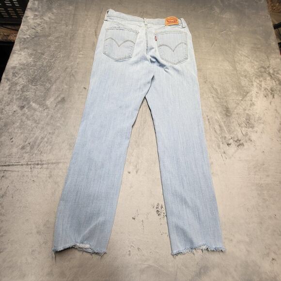 Levis 724 Jeans Womens 30 High Rise Straight Distressed Hem Denim Pants - Picture 8 of 9